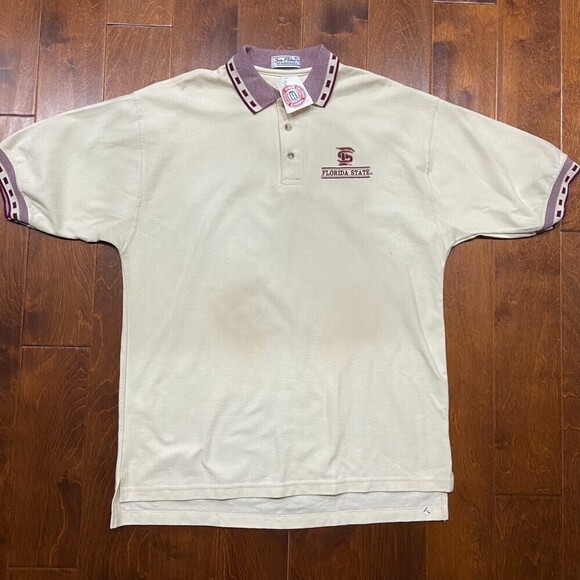 Florida State Seminoles Vintage NWT Combed Cotton Cream Maroon Polo Men's XXL - Picture 3 of 8